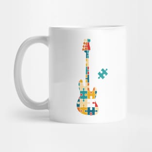 Retro Style Puzzle Bass Guitar Silhouette Mug